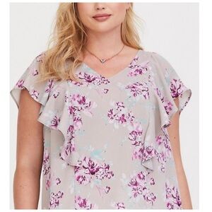 Torrid georgette floral blouse, ruffle sleeve, very lightweight. NWT